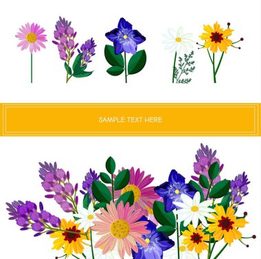 Çiçek arka plan vektör çizim düz stilleri