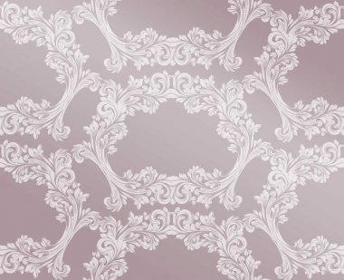 Damasko desenli vektör çizim el yapımı süs dekor. Barok arka plan özellikleri