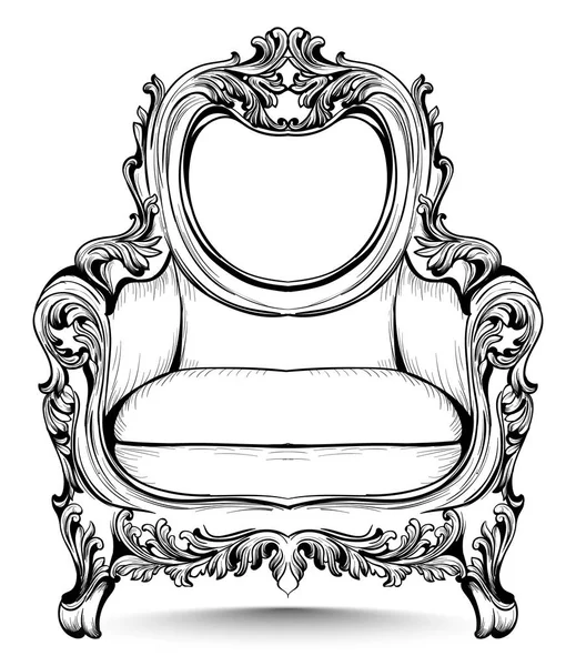 Chaise baroque avec ornements luxueux. Vector French Structure complexe et riche en luxe. Décors de style royal victorien — Image vectorielle