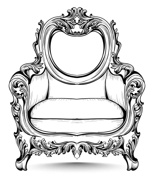 Барокко стул с роскошными украшениями. Векторная французская роскошь богата интригами. Королевский стиль викторианской эпохи — стоковый вектор
