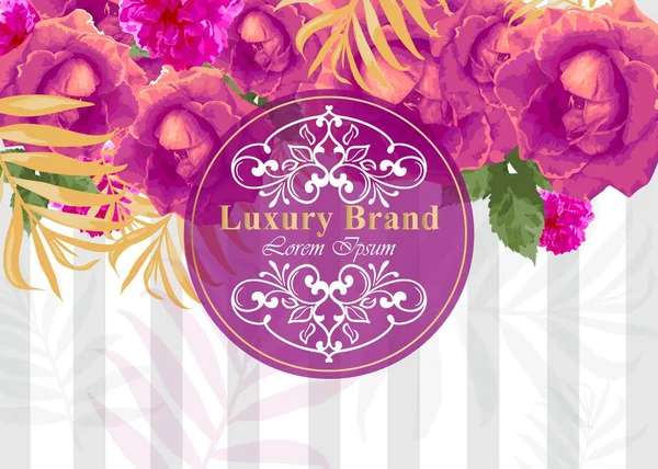 Tarjeta de lujo con acuarela rosa flores Vector. Composición abstracta diseños modernos fondos — Vector de stock