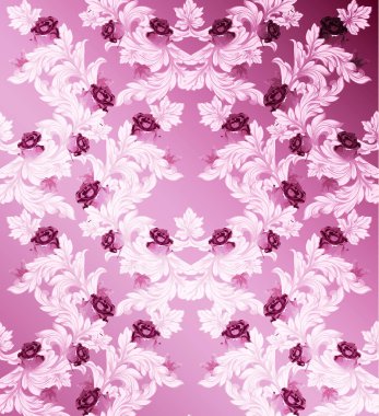 Gül çiçek vektör çizim el yapımı süs dekor Damask deseni. Barok arka plan özellikleri