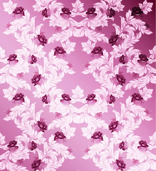 Gül çiçek vektör çizim el yapımı süs dekor Damask deseni. Barok arka plan özellikleri