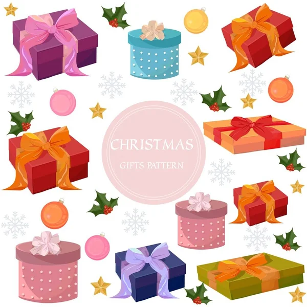 Feliz Natal caixas de presente coloridas Vector — Vetor de Stock