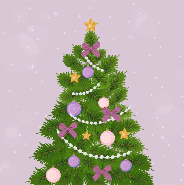 Árvore de Natal fechar Vector modelo de férias — Vetor de Stock