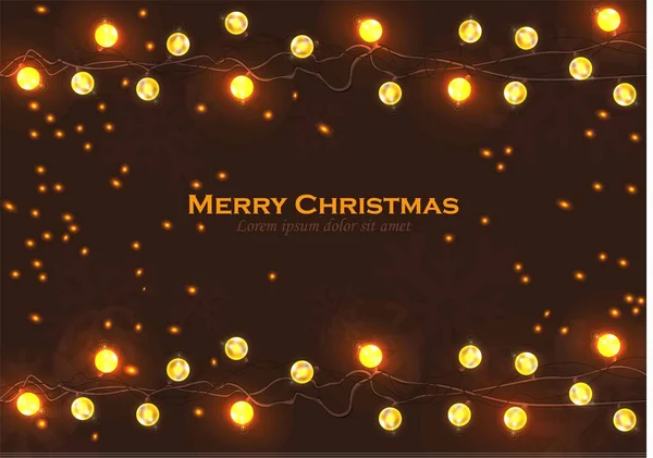 Весёлые рождественские огни Векторные реалистичные иллюстрации. Счастливые каникулы — стоковый вектор