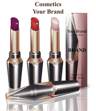 Sopa kozmetik dudak ambalaj sahte vektör gerçekçi kadar. Güzellik moda marka tasarımı yapmak