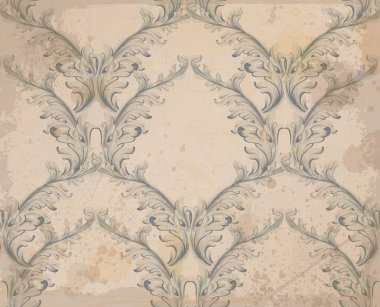 Barok desen grunge arka plan vektör. Vintage süsleme dekor dokular