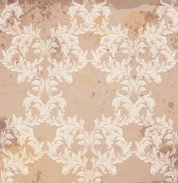 バロック様式のパターン グランジ背景ベクトル。ビンテージ飾り装飾テクスチャ — ストックベクタ