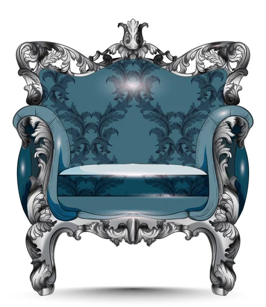 Barokk luxus fotel. Bútorok, viktoriánus díszes szövet. Vektor realisztikus 3d tervezési minták — Stock Vector