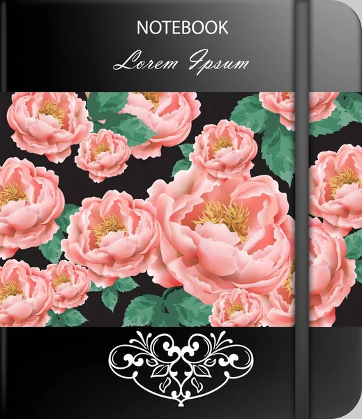 Strona rocznika kwiatów róży lub notebooka pokrycie Retro wektor piękne bukiety — Wektor stockowy