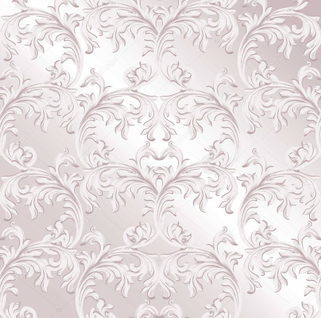 Baroque pattern background Vector. Vintage handmade ornament decor texture with glossy effects