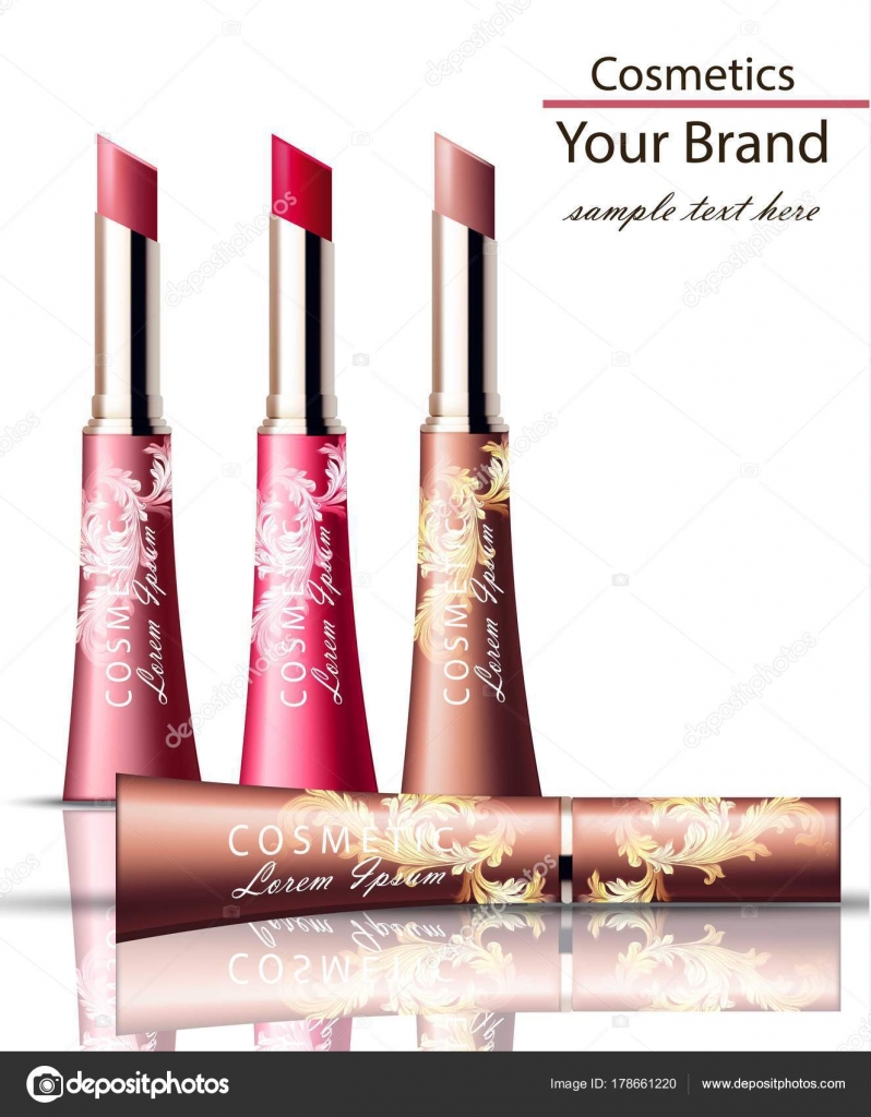 Download Lip Stick Cosmetics Packaging Mock Up Vector Realistic Beauty Fashion Make Up Brand Designs Vector Image By C Inagraur Ymail Com Vector Stock 178661220
