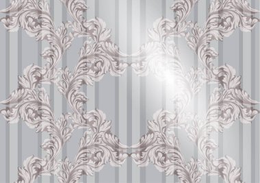 Vektör Barok süsleme desen. Eski kağıt arka plan. Vintage dekor yumuşak kumaş dokular