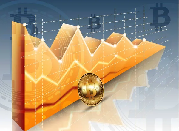 Dijital vektör bitcoin cryptocurrency gerçekçi grafik diyagramı, grafik ödemeler, para transferleri, finansal kavramlar