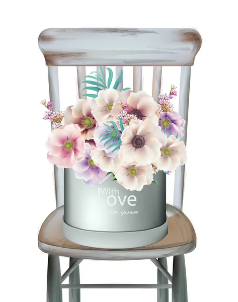 Bouquet vintage sur une chaise Vector — Image vectorielle