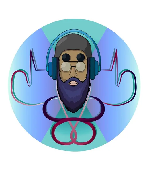 DJ Hipster εικονίδιο πρότυπο διάνυσμα. Πολύχρωμα φόντα — Διανυσματικό Αρχείο