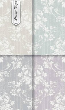 Vintage Barok süsleme vektör koleksiyon küme. Royal Victoria arka planlar. Son moda renk kumaş dokular