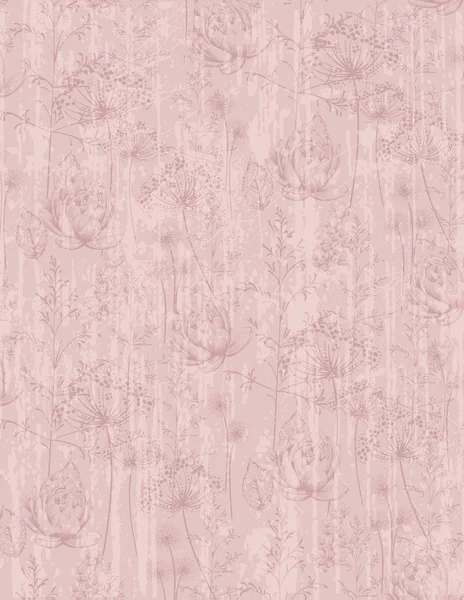 Diente de león patrón abstracto flor Vector. Texturas de colores rosados de moda — Archivo Imágenes Vectoriales