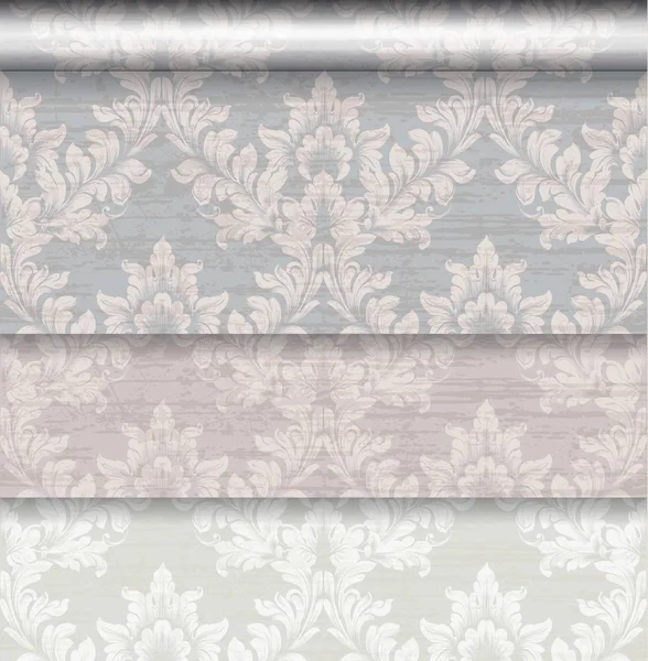 Barokke patroon volledige kleur textuur instellen Vector Koninklijke stof decoren — Stockvector