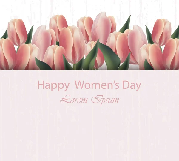 Tulip flowers card Vector illustration. Happy women days — Stock Vector