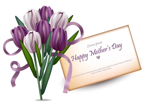 Glückliche Frauen Tag Tulpen Bouquet Vektor. schöne Karten Hintergründe — Stockvektor