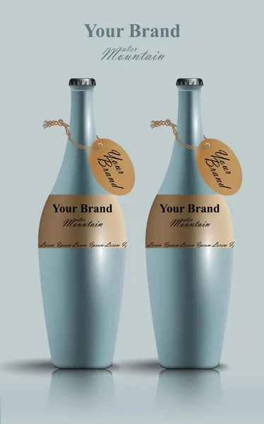 逼真的水瓶向量。产品包装标签设计 — 图库矢量图片