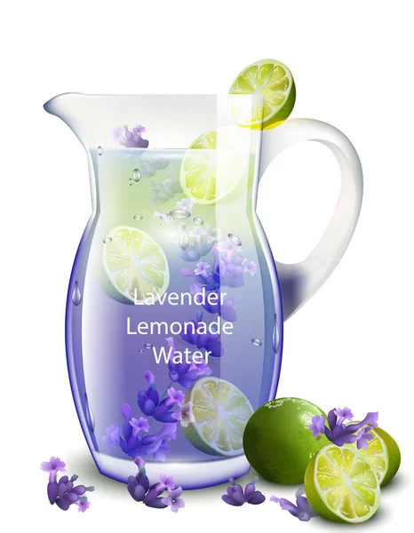Levendula limonádé vektor reális. Tavaszi frissítő italok — Stock Vector