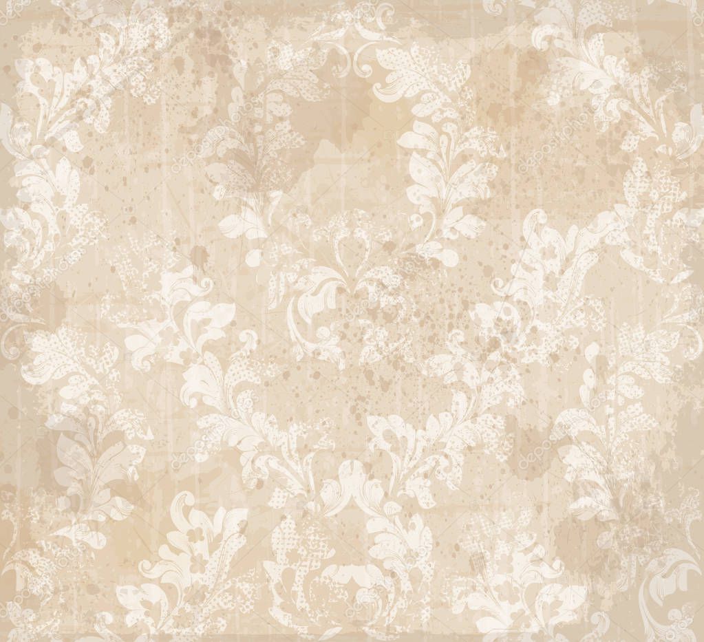 Damask ornament pattern texture Vector. Royal fabric background. Luxury decor textile