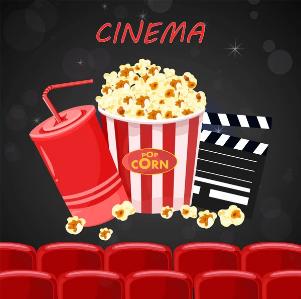 SAP en Popcorn voor film nacht poster vectorillustraties — Stockvector