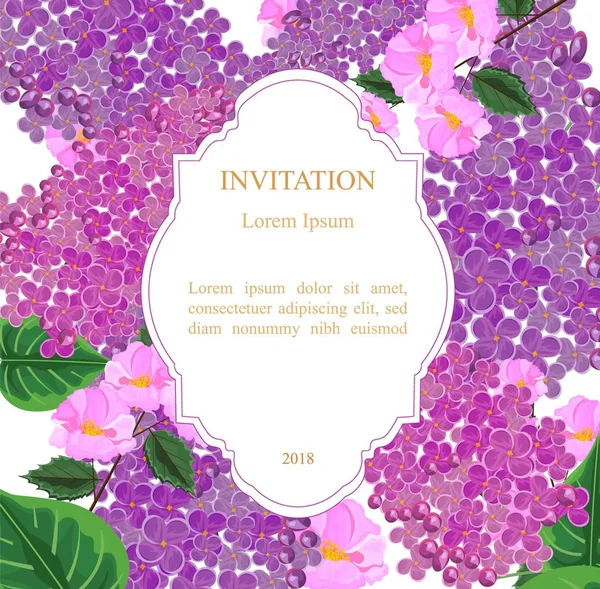 Carte d'invitation fleurs lilas Illustration vectorielle — Image vectorielle