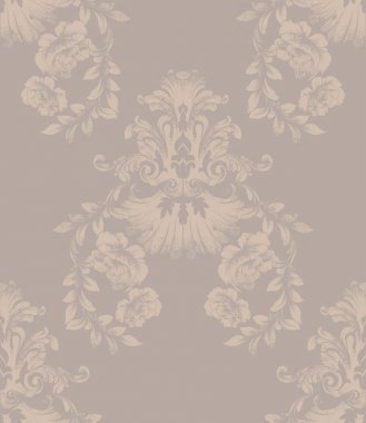 Vintage Damask deseni antika süsleme vektör çizim. Doku tasarım dekorlar