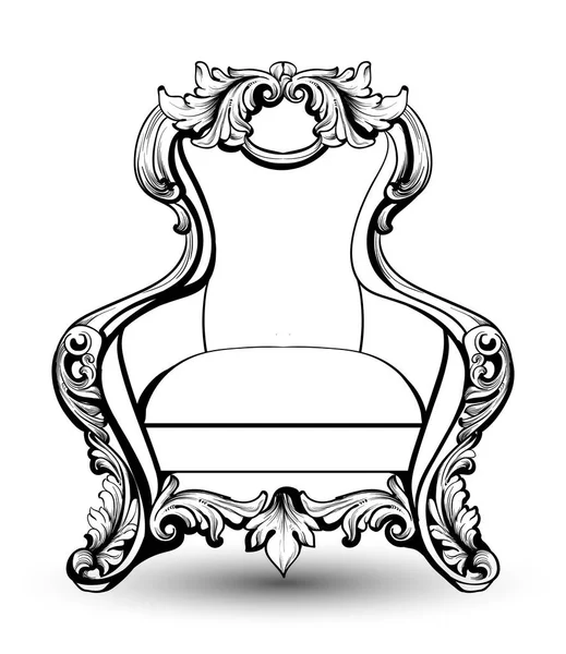Fotel barokowy z luksusowe ozdoby. Wektor francuskim luksusowy bogaty skomplikowane struktury. Dekory wiktoriańskim stylu Royal — Wektor stockowy