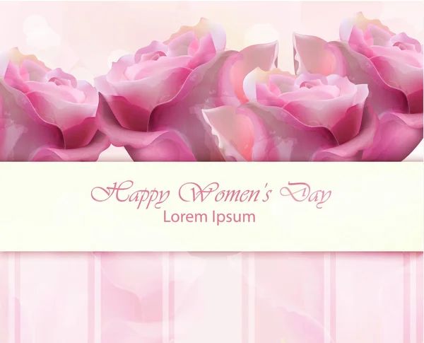 Watercolor roses Vector card. Happy Women day illustrations — Stock Vector