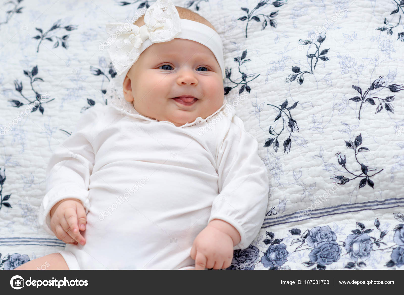 Cute Baby Girl Portrait Sweet Little Girl All Dressed In White