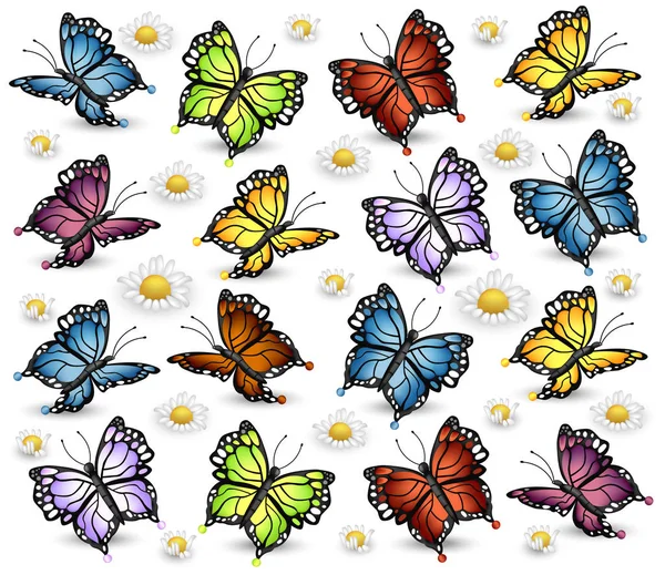 Patrón de mariposas coloridas. Ilustraciones de fondo vectorial — Archivo Imágenes Vectoriales
