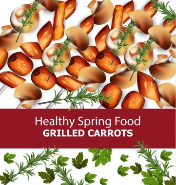 Kızarmış havuç vektör. Menü şablonu gerçekçi resimler