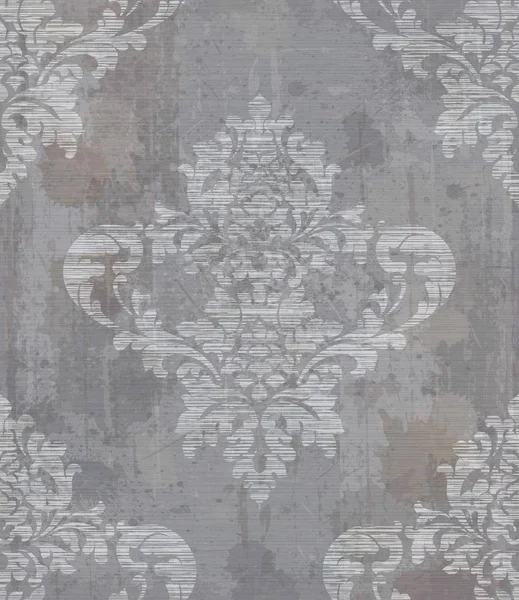 Grunge Damasco patrón ornamento decoración Vector. Textura de tela barroca diseños de ilustración — Vector de stock