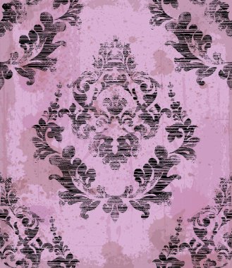 Eski model süsleme dekor vektör Şam. Barok kumaş doku illüstrasyon tasarımlar