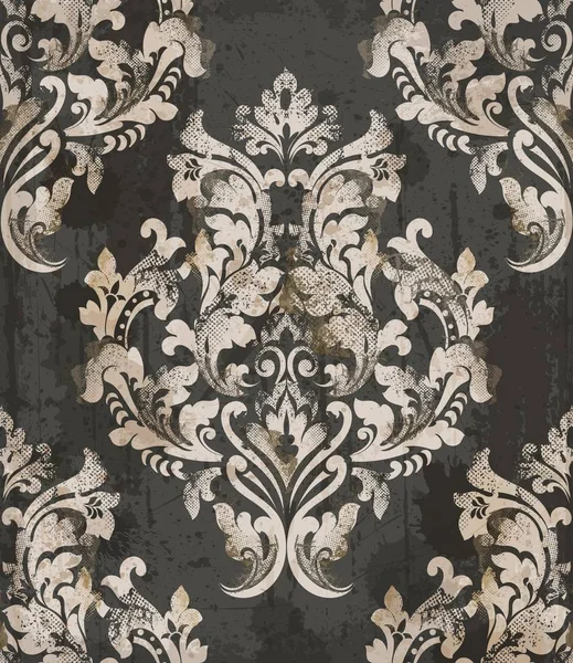 Damast alten Muster Ornament Dekor Vektor. Barock Stoff Textur Illustrationen Designs — Stockvektor