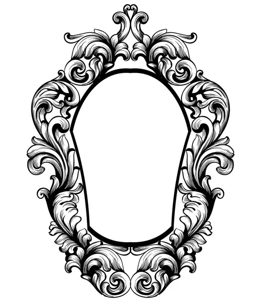 Baroque mirror frame. Vector Imperial decor design elements. Rich encarved ornaments line arts — Stock Vector