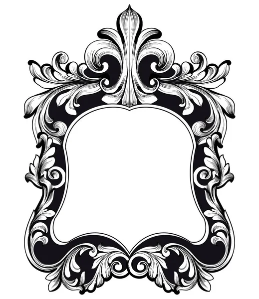巴洛克式的镜子框架。矢量帝国装饰设计元素。丰富的 encarved 饰品线艺术 — 图库矢量图片