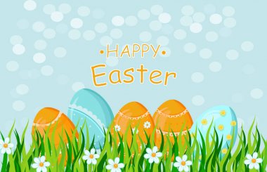 Mutlu Paskalya yumurtaları vektör tatil arka plan çizimler kart