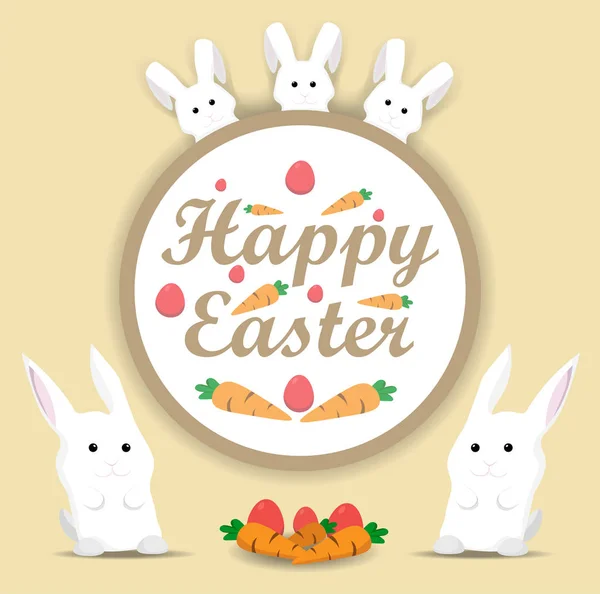 Šťastné Velikonoce králík vektoru. Holiday kartou ploché styl ilustrace — Stockový vektor