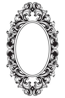 Barok çerçeve dekor vektör. Victoria detaylı zengin süsleme illüstrasyon. Kraliyet lüks karmaşık süsler. grafik hat sanat stilleri