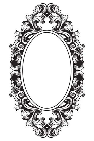 Barok frame decor Vector. Victoriaanse gedetailleerde rijk sieraad illustratie. Koninklijke luxe ingewikkelde versieringen. grafische kunst lijnstijlen — Stockvector