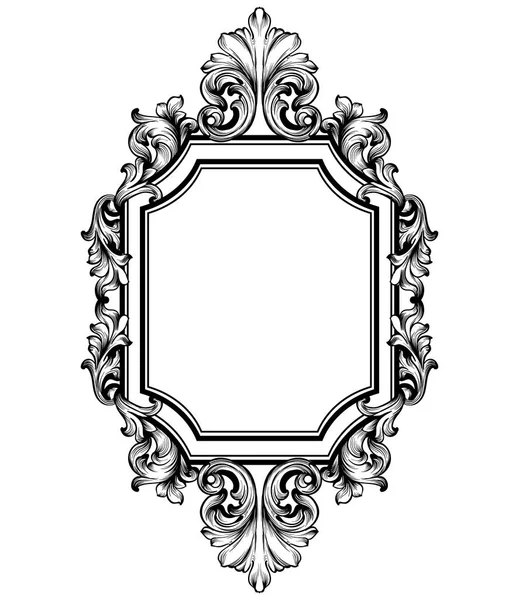 Barokk keret dekor vektor. Viktoriánus részletes gazdag dísz illusztráció. Királyi luxust bonyolult dísztárgyak. grafikus művészet vonalstílusok — Stock Vector