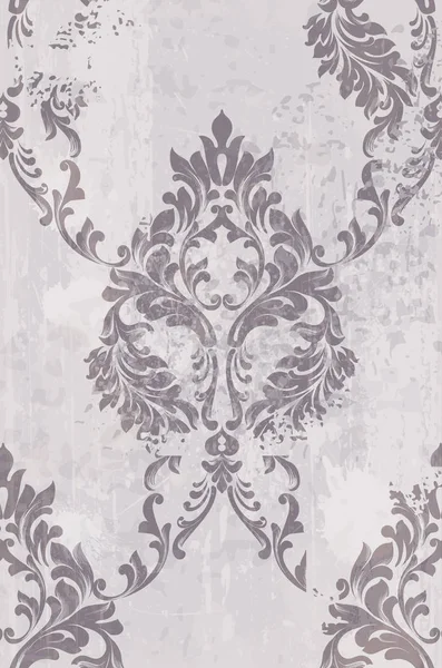 Rococo mönster bakgrund vektor. Ornamenterade textur lyx design. Vintage kungliga textil dekorer — Stock vektor