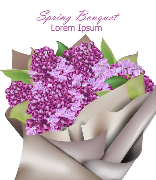 Fialovými květy na pozadí vektor realistické. Jarní květinové pozadí 3d ilustrace — Stockový vektor