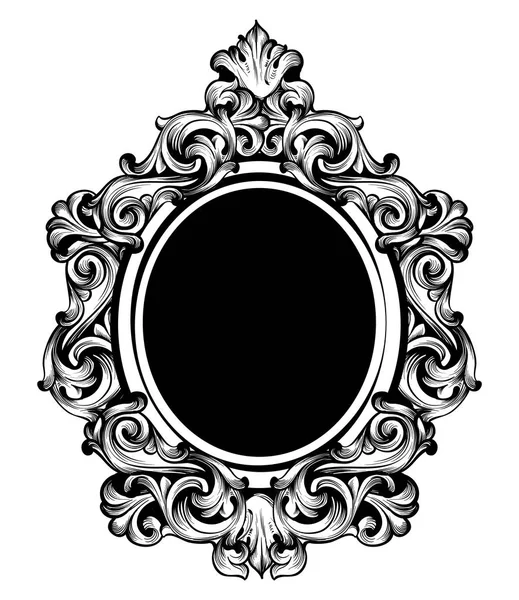 Vintage luxury mirror frame Vector. Baroque intricate ornament line arts — Stock Vector